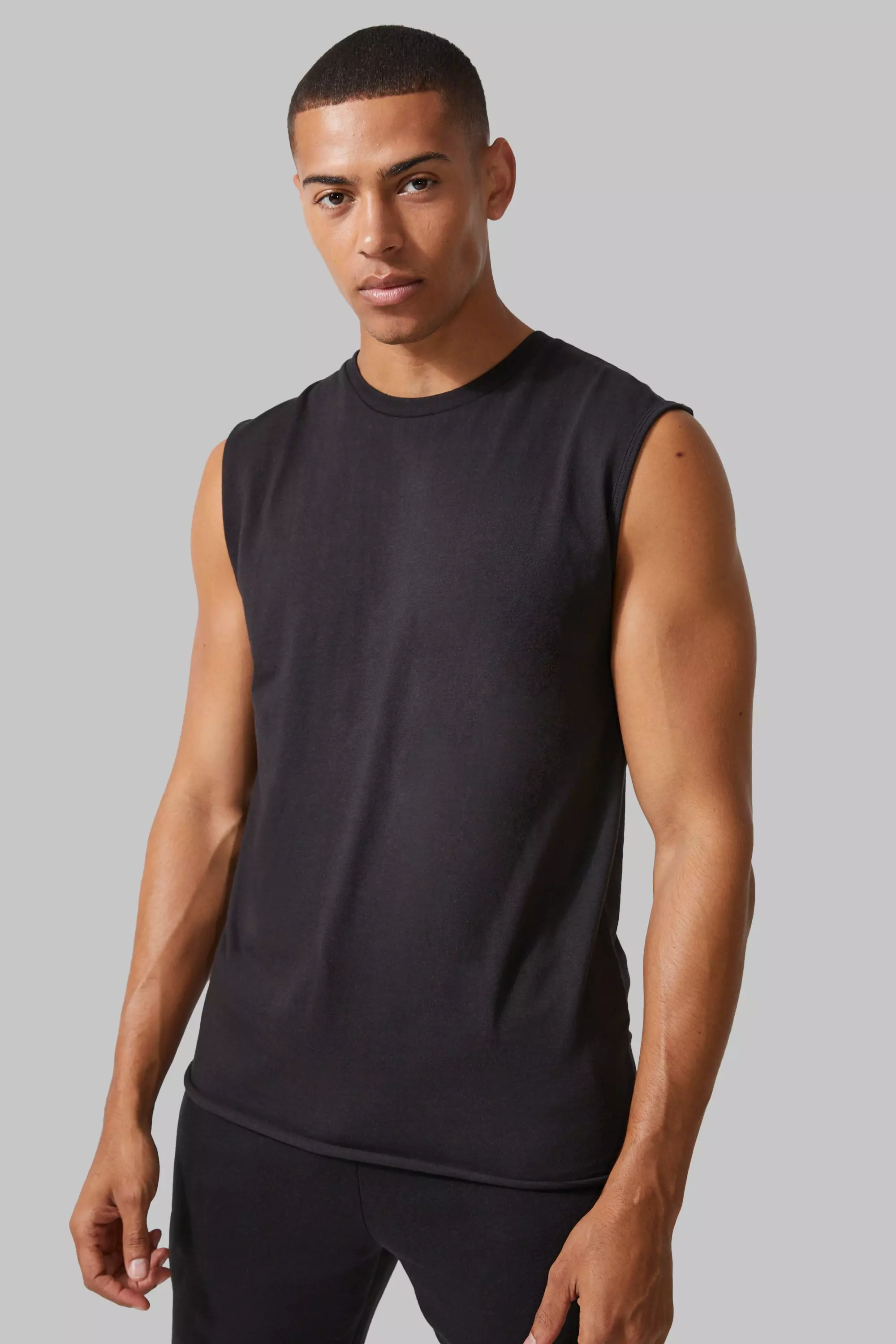 Man Active Regular Fit Tank Top Black