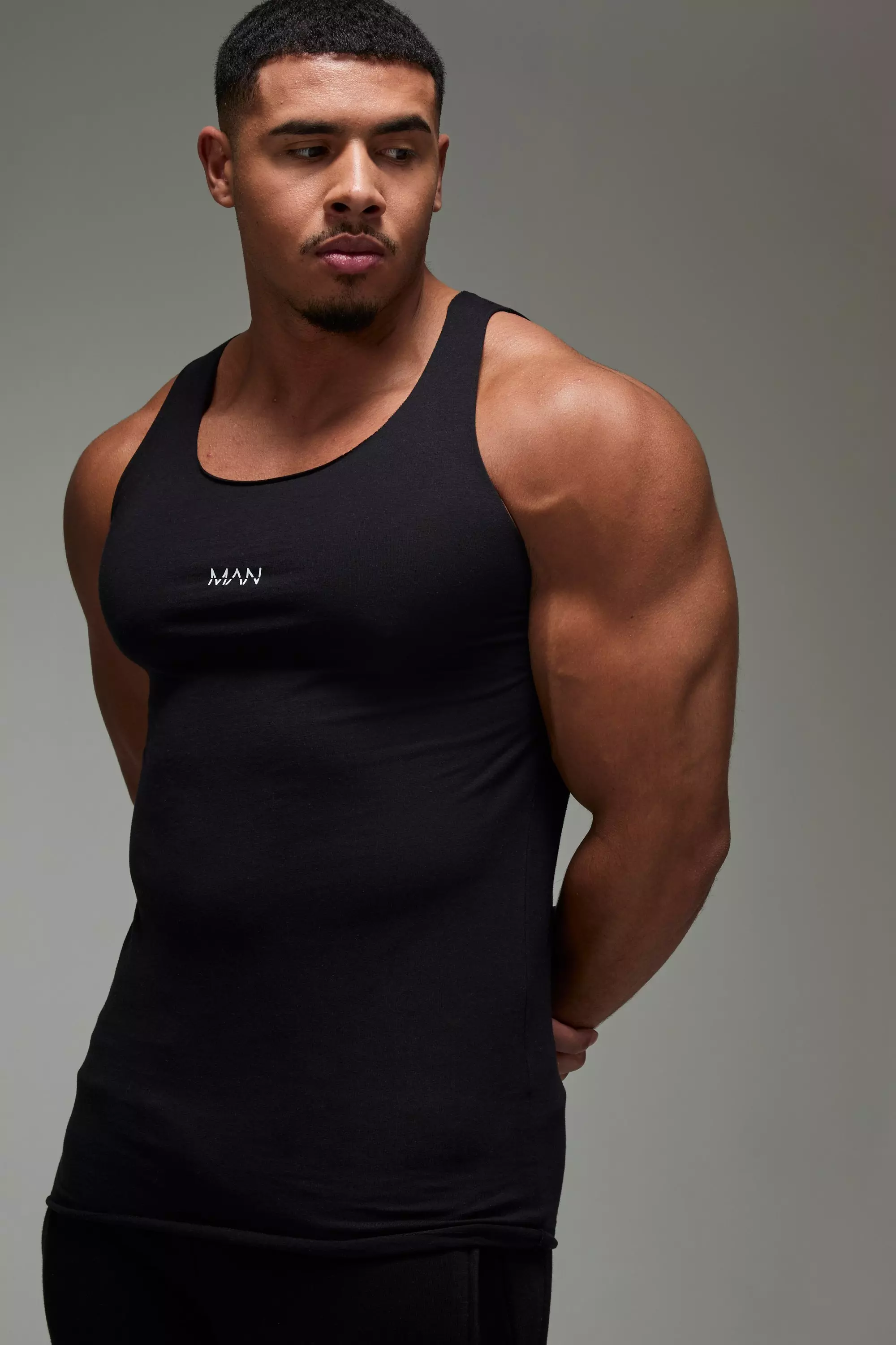 Man Active Gym Basic Muscle-Fit Tanktop, Black alternatives Bild