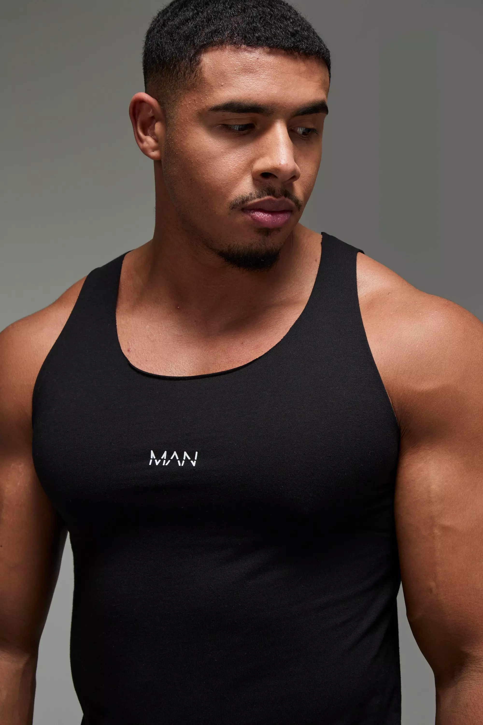 Man Active Gym Basic Muscle-Fit Tanktop, Black alternatives Bild
