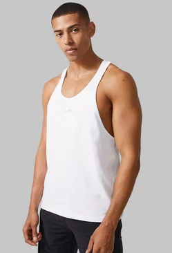Man Active Gym Basic Stringer Vest White