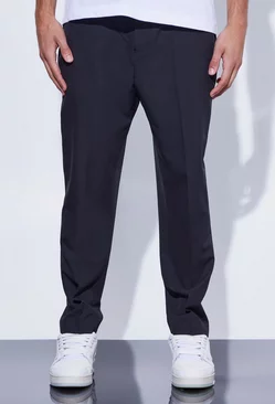 Black High Rise 4 Way Stretch Tapered Pants