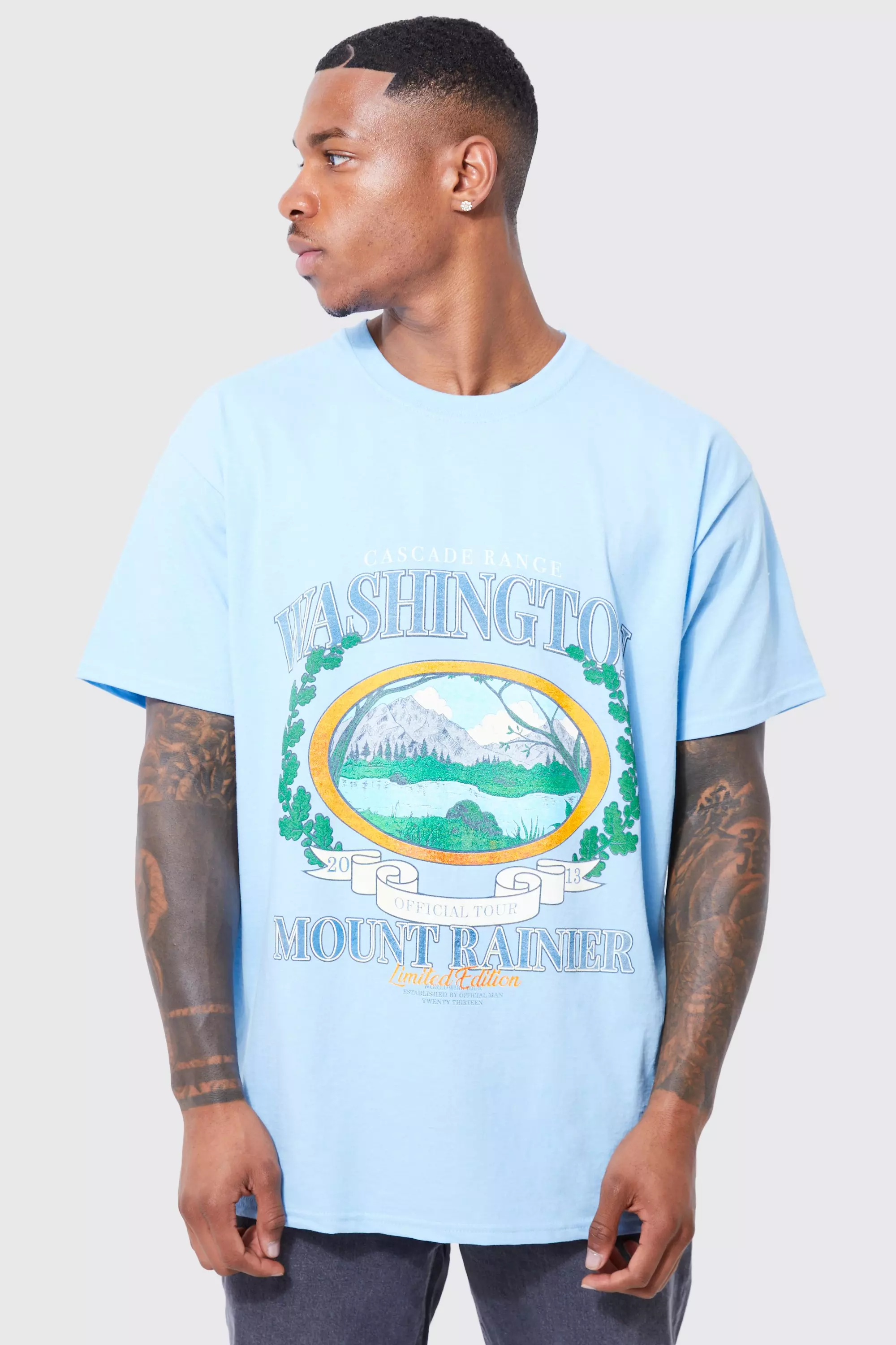 Oversized Washington Scenic Graphic T-shirt Light blue