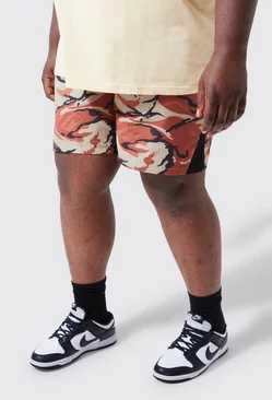 Plus Fixed Waist Camo Fit Relaxed Short Length orange