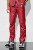 Red Pu Straight Leg Suit Pants