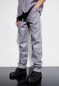 Vintage Pu Straight Leg Zip Suit Pants Charcoal