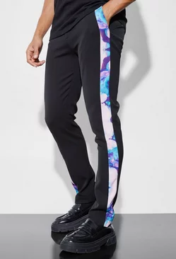 Skinny Tailored Pants With Blurred Side Tape Purple