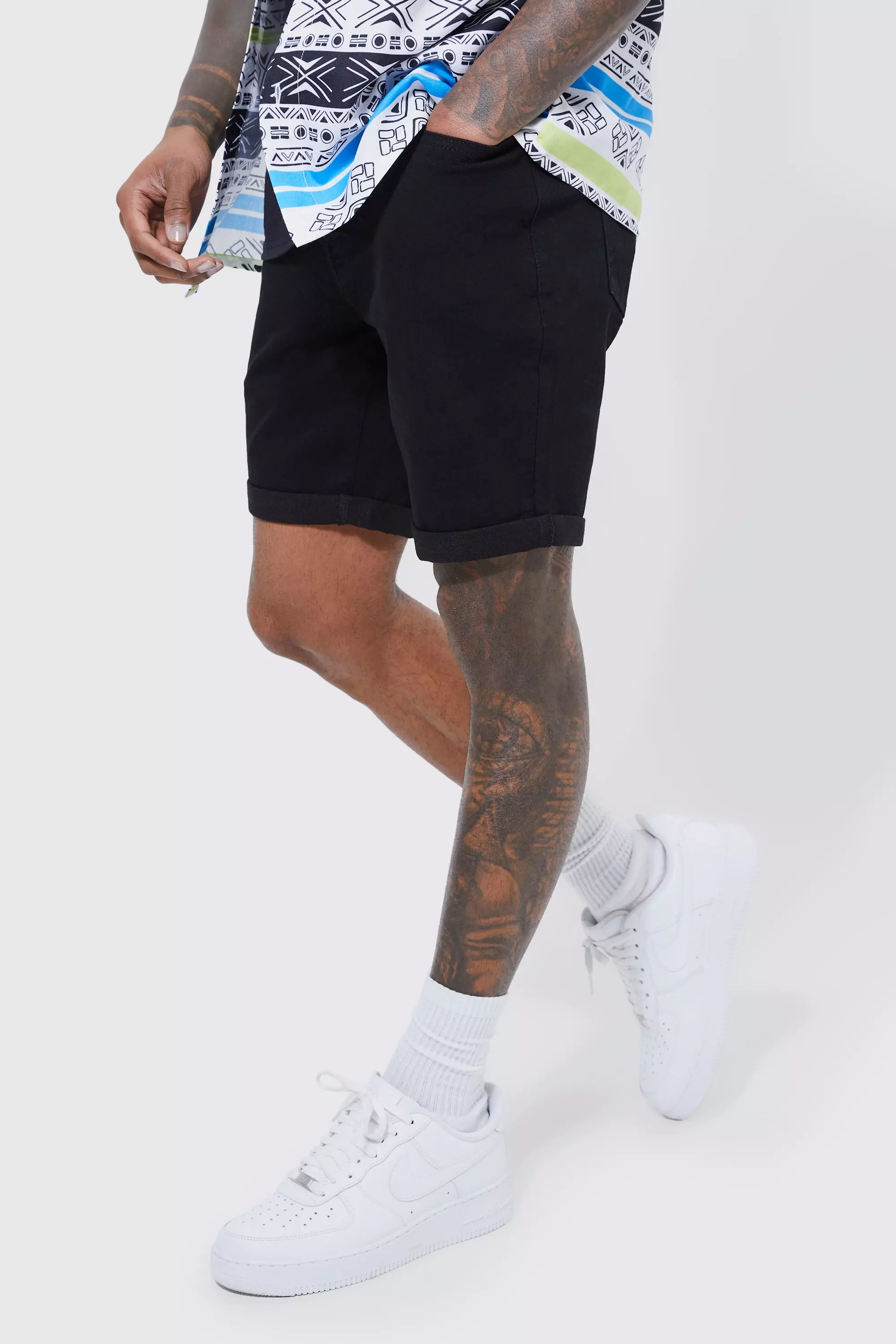 True black Stretch Skinny Fit Denim Shorts alternatieve afbeelding