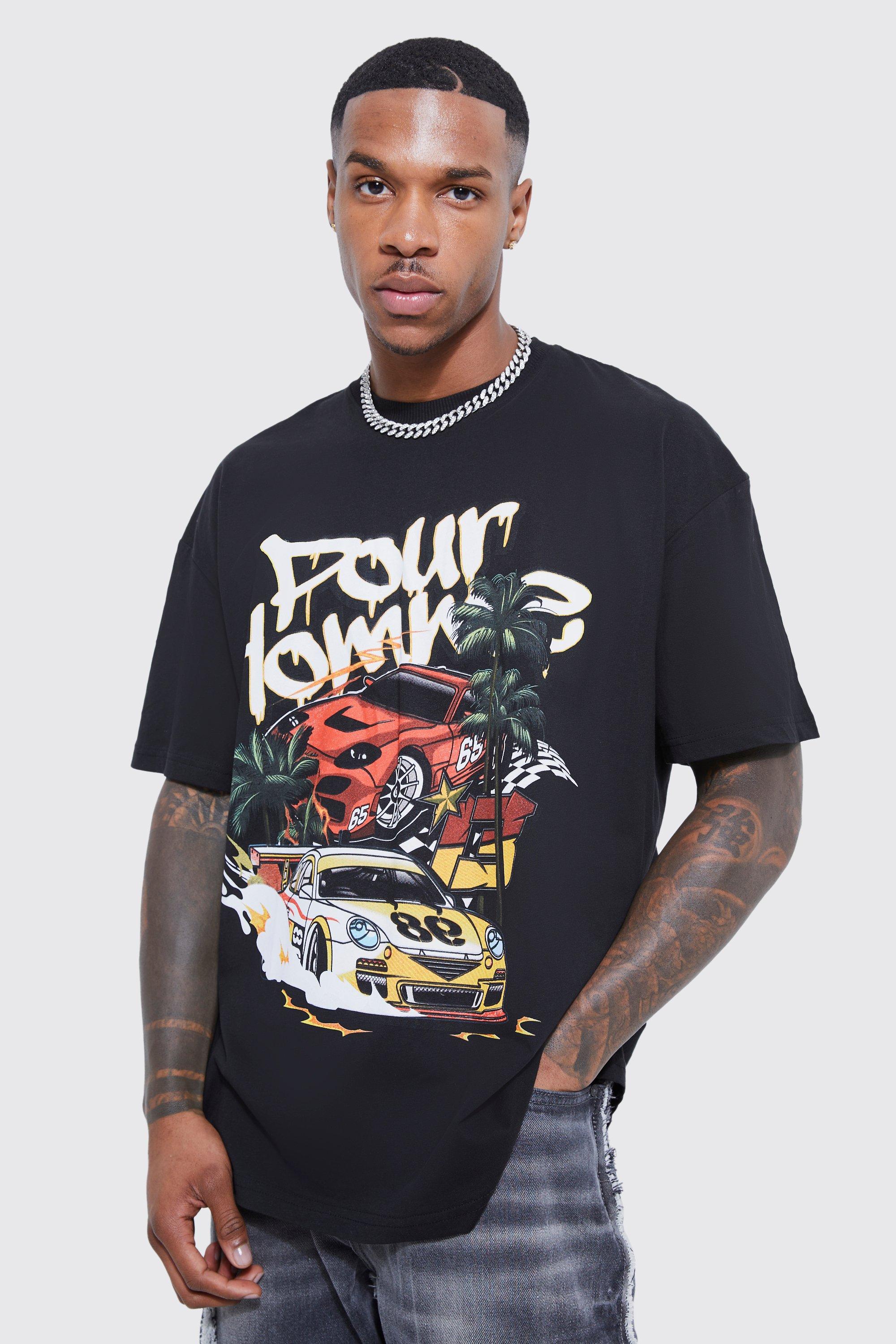 boohooMAN Oversized Car Graphic T-Shirt - Black - Size L