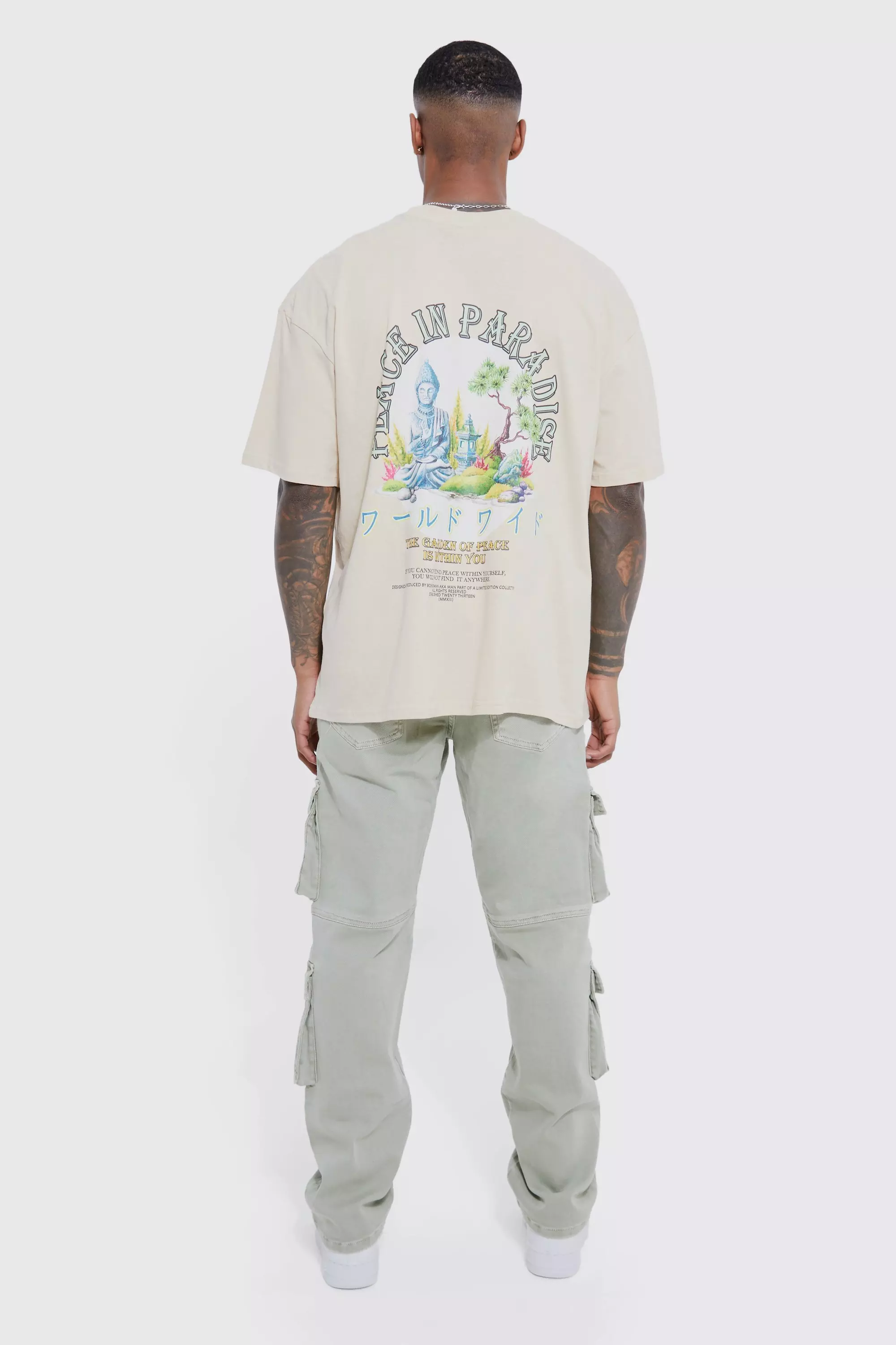 Sand Oversized Peace In Paradise T-shirt alternative image