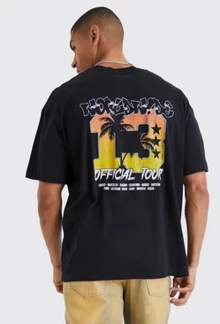 Oversized Varsity Palm Graphic T-shirt Black