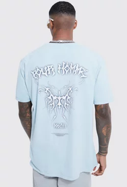 Oversized Overdyed Gothic Butterfly T-shirt Mint