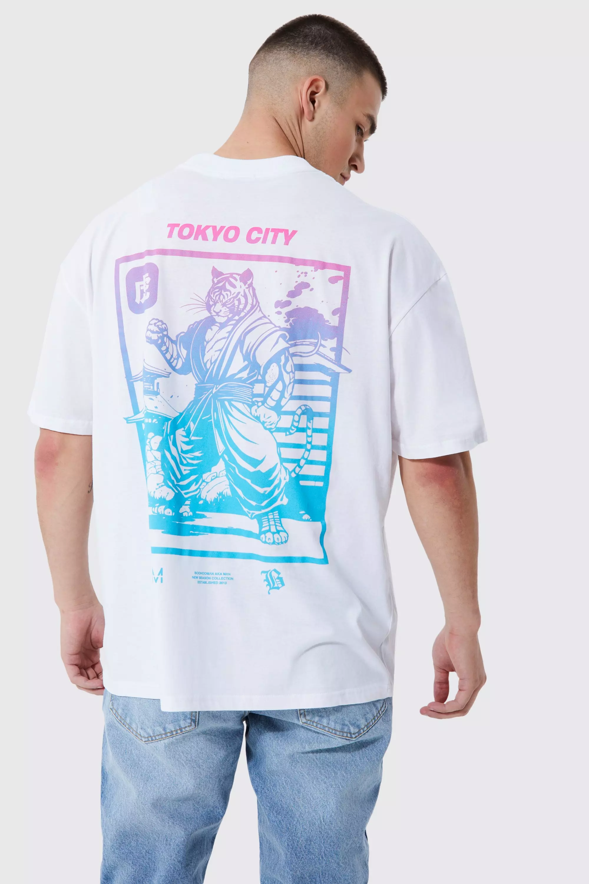 White Tall Oversized Extended Neck Tokyo T-shirt
