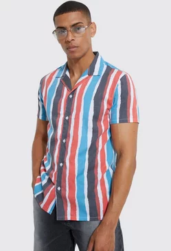 Short Sleeve Revere Stripe Shirt Rust