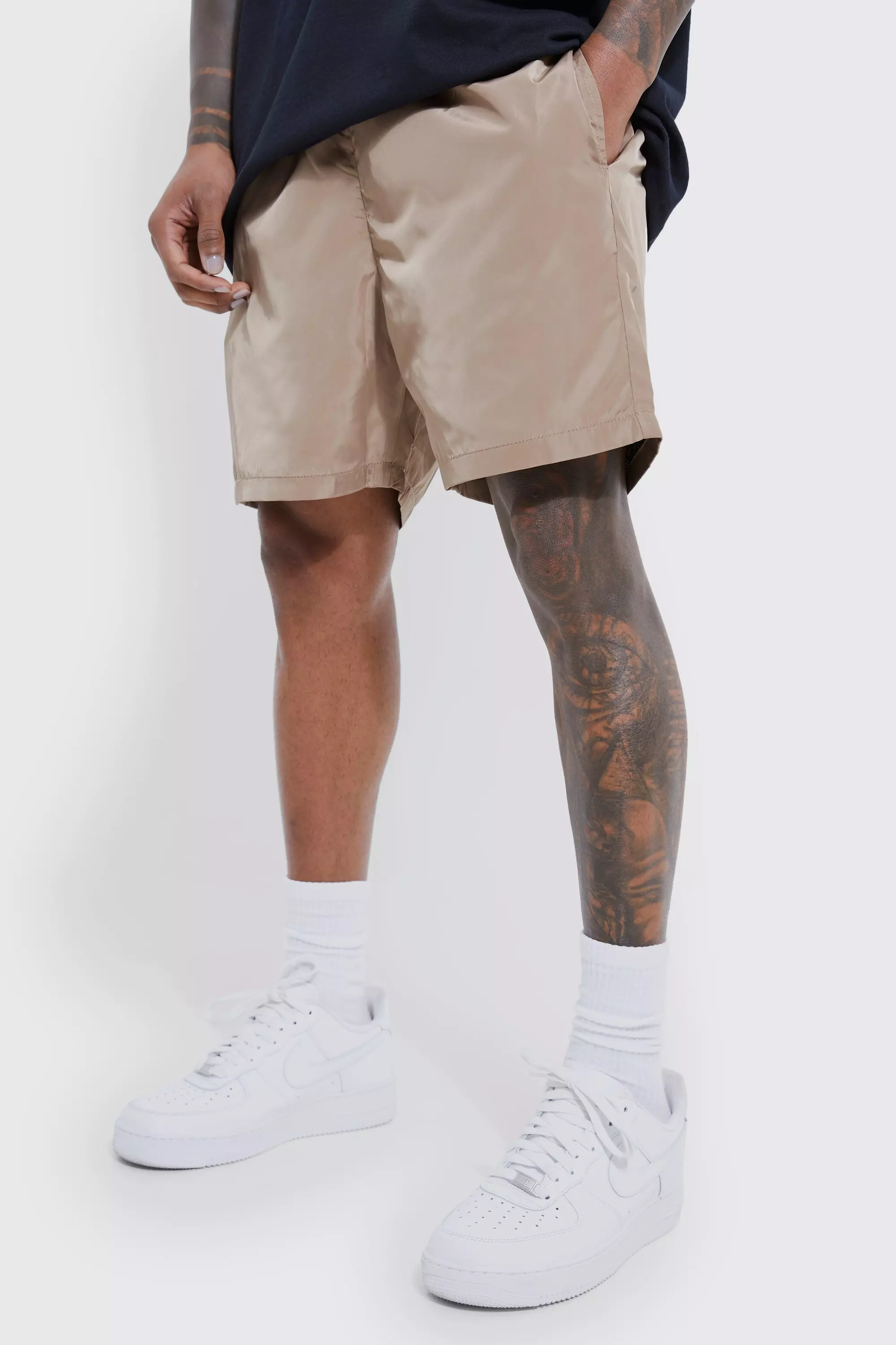 Stone Beige Elasticated Waist Toggle Shorts