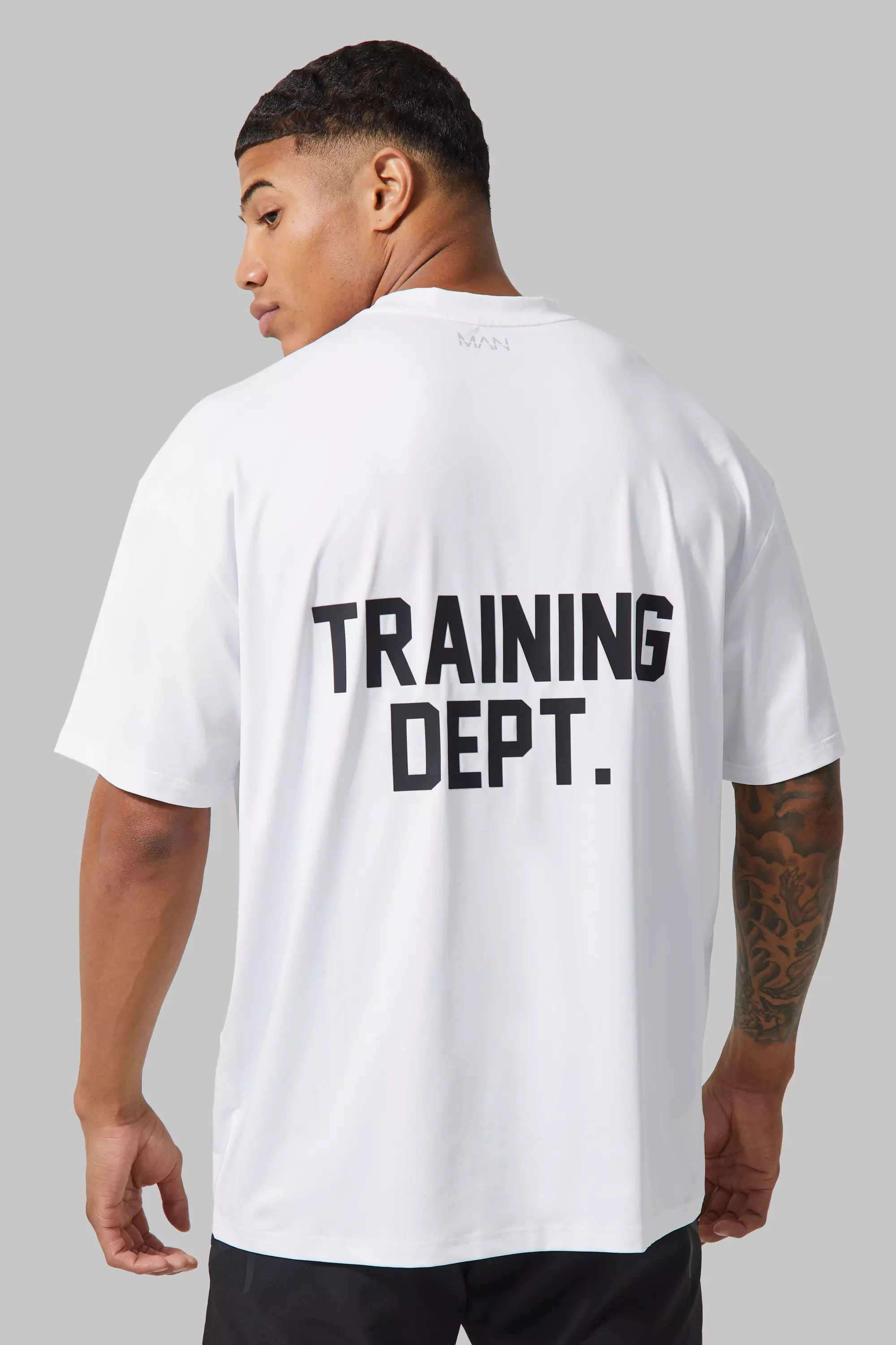 Man Active Training Dept Performance Oversized T Shirt White