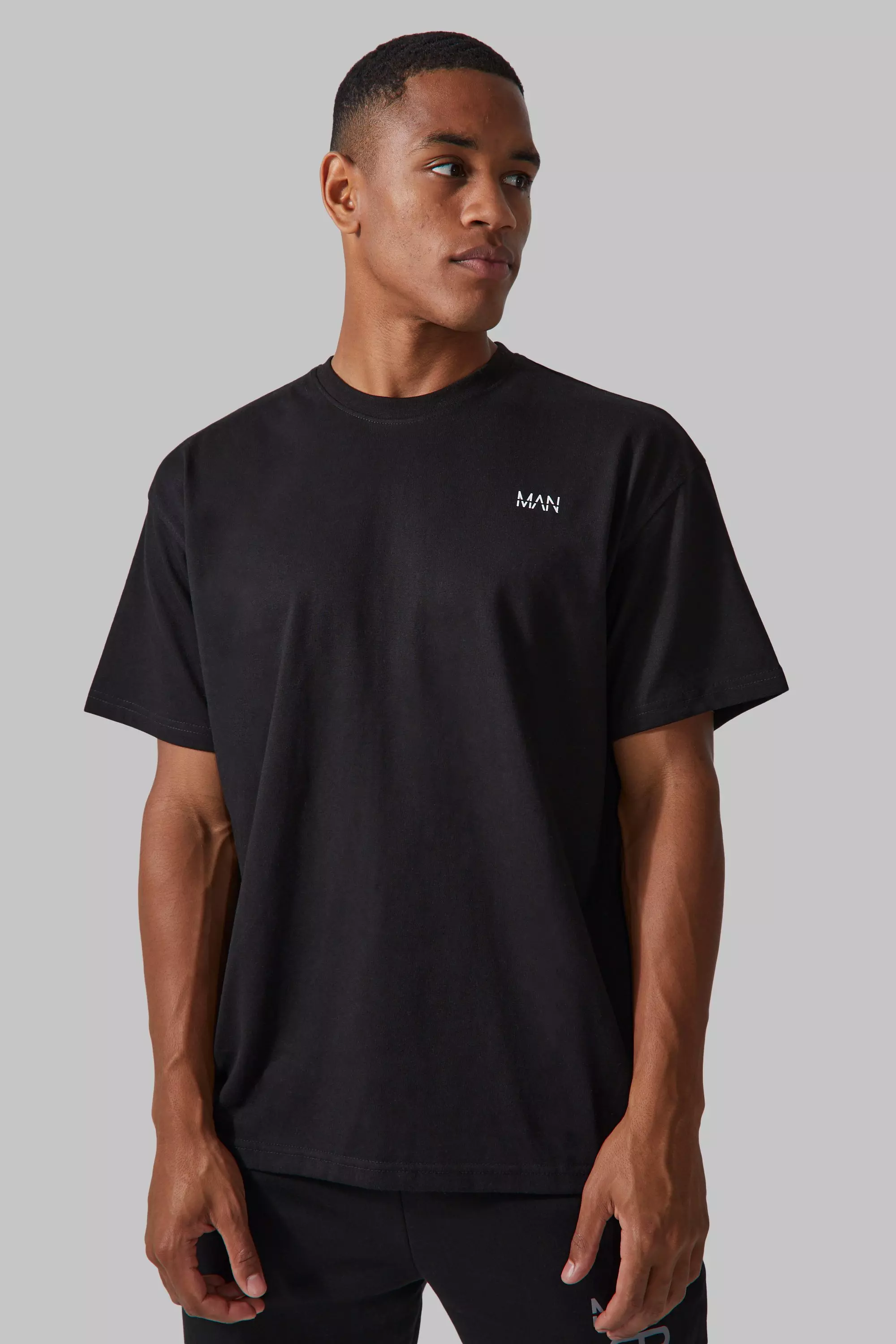 Man Gym T-shirt With Curved Hem Black