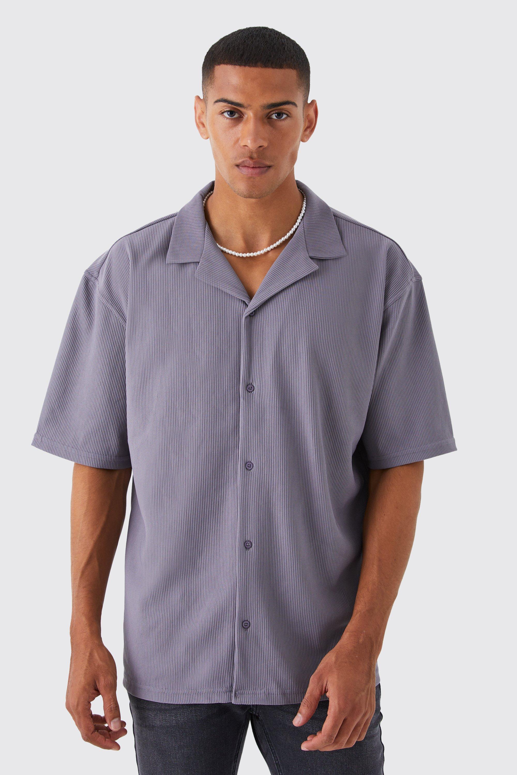 Short Sleeve Boxy Revere Rib Jersey Shirt | boohooMAN UK