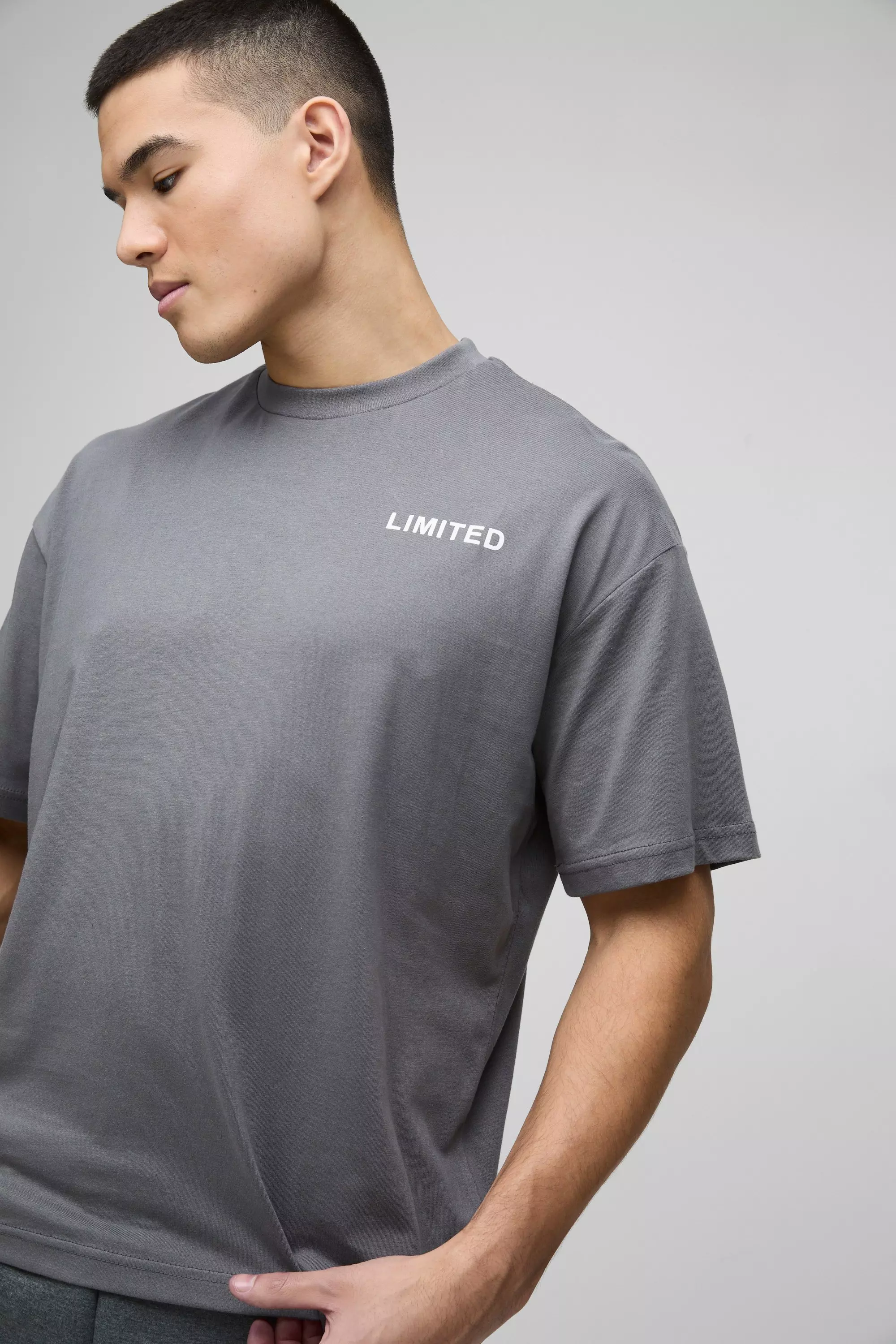 Oversized Raised Limited Text T-shirt | boohooMAN USA