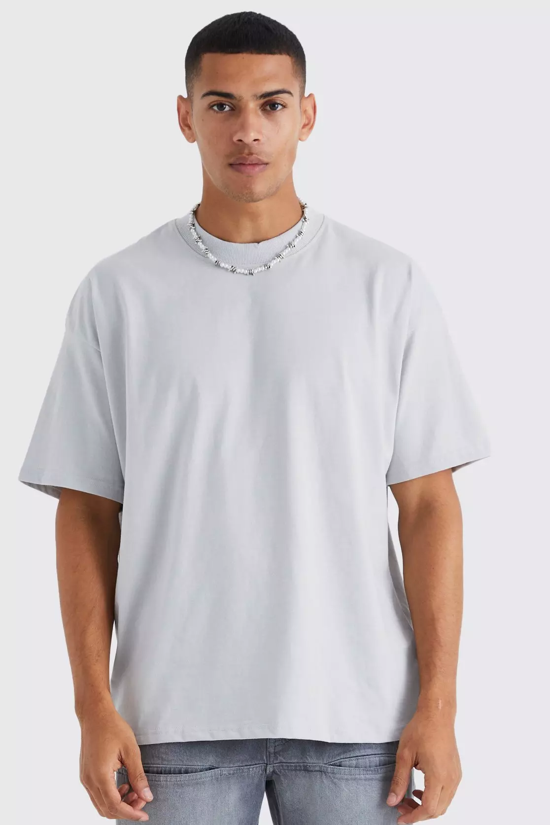 Oversized Extended Neck Heavyweight T-shirt dove