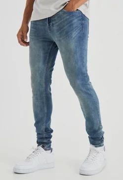 Skinny Stretch Stacked Tinted Jeans Vintage blue