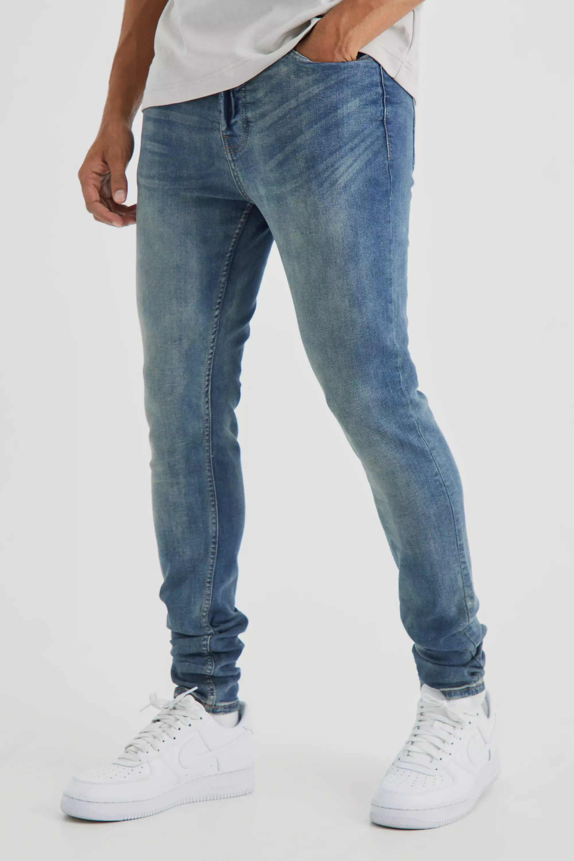 Blue Skinny Stretch Stacked Tinted Jeans