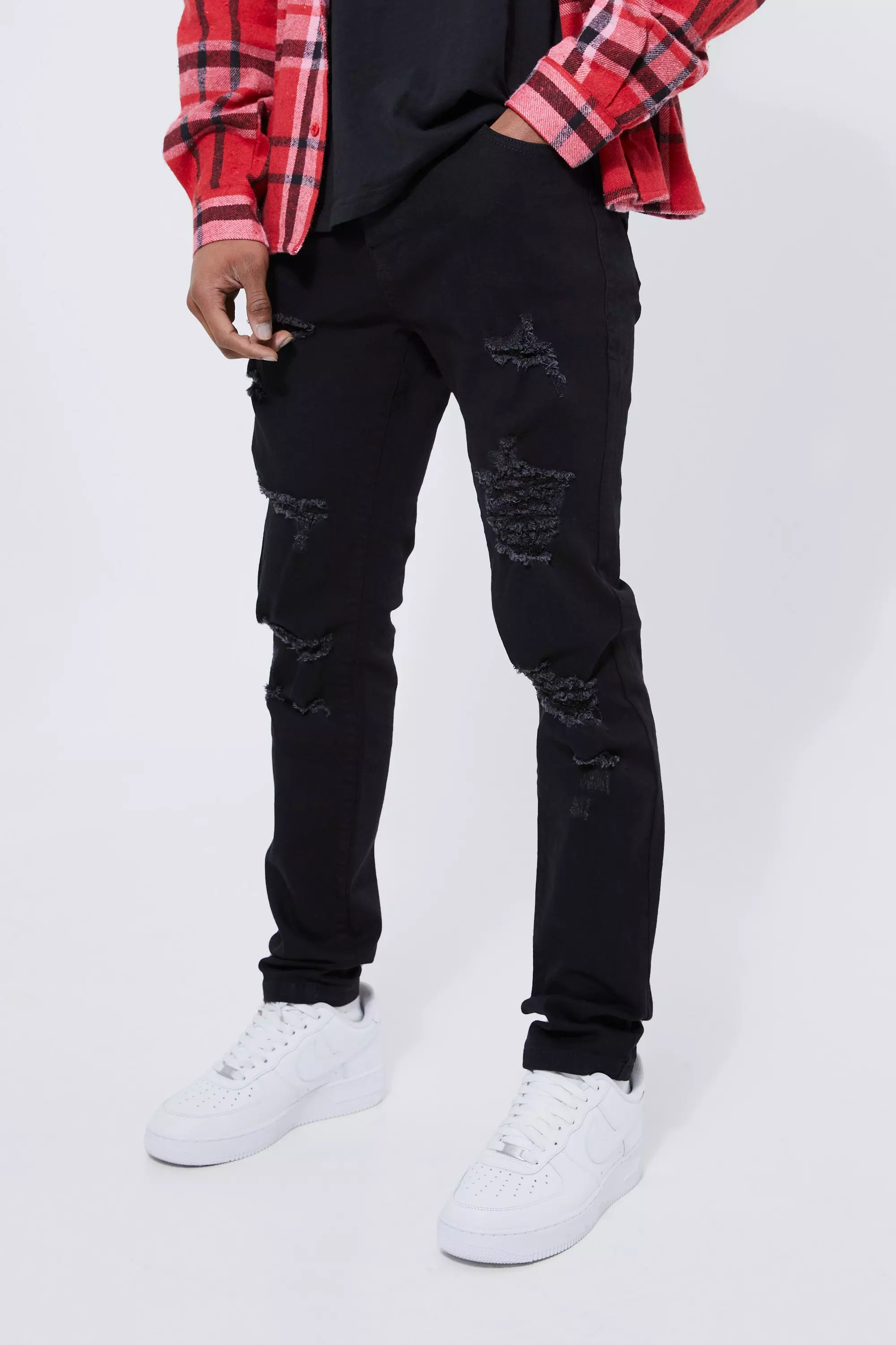True black Gescheurde Stretch Skinny Jeans alternatieve afbeelding