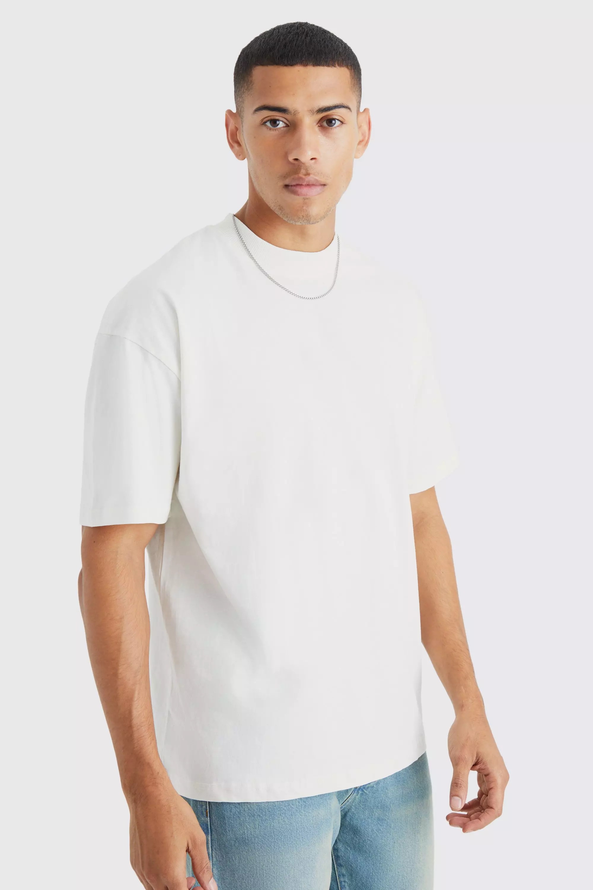 Oversized Extended Neck Heavy T-shirt Ecru