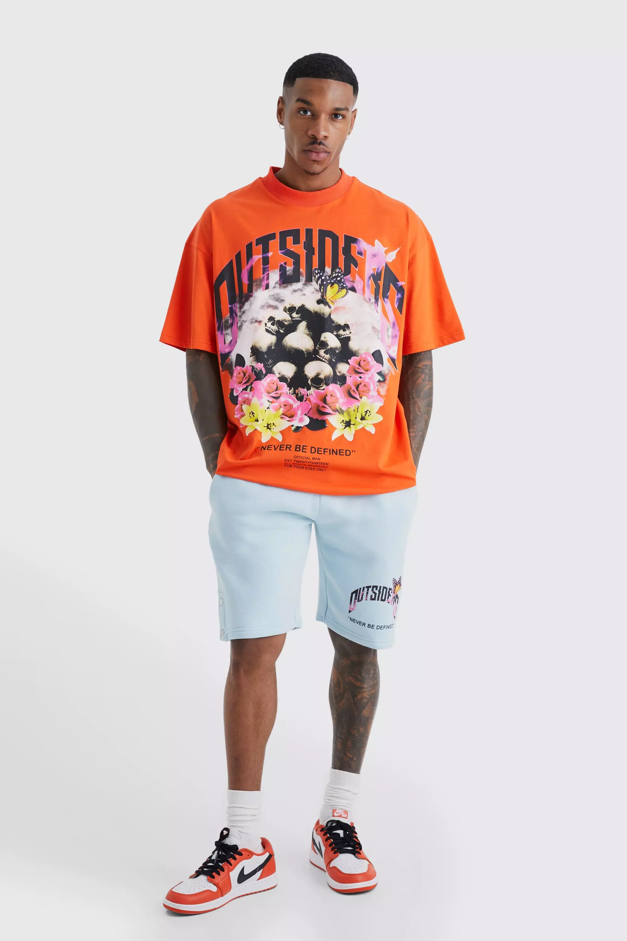 Oversized Outsiders Graphic Print Set orange