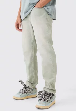 Sage Green Relaxed Fit Overdye Jeans