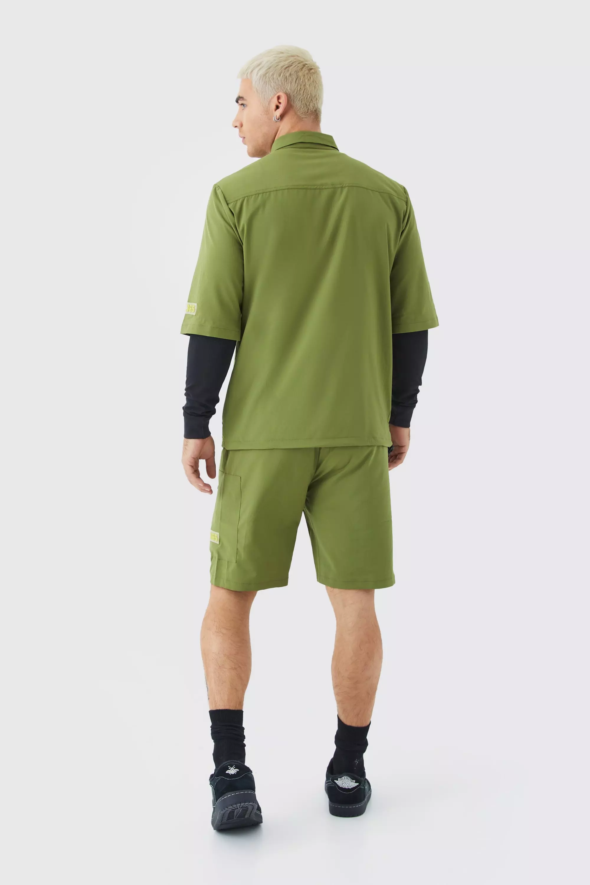 Khaki Short Sleeve Technical Utility Shirt & Short Set alternative image