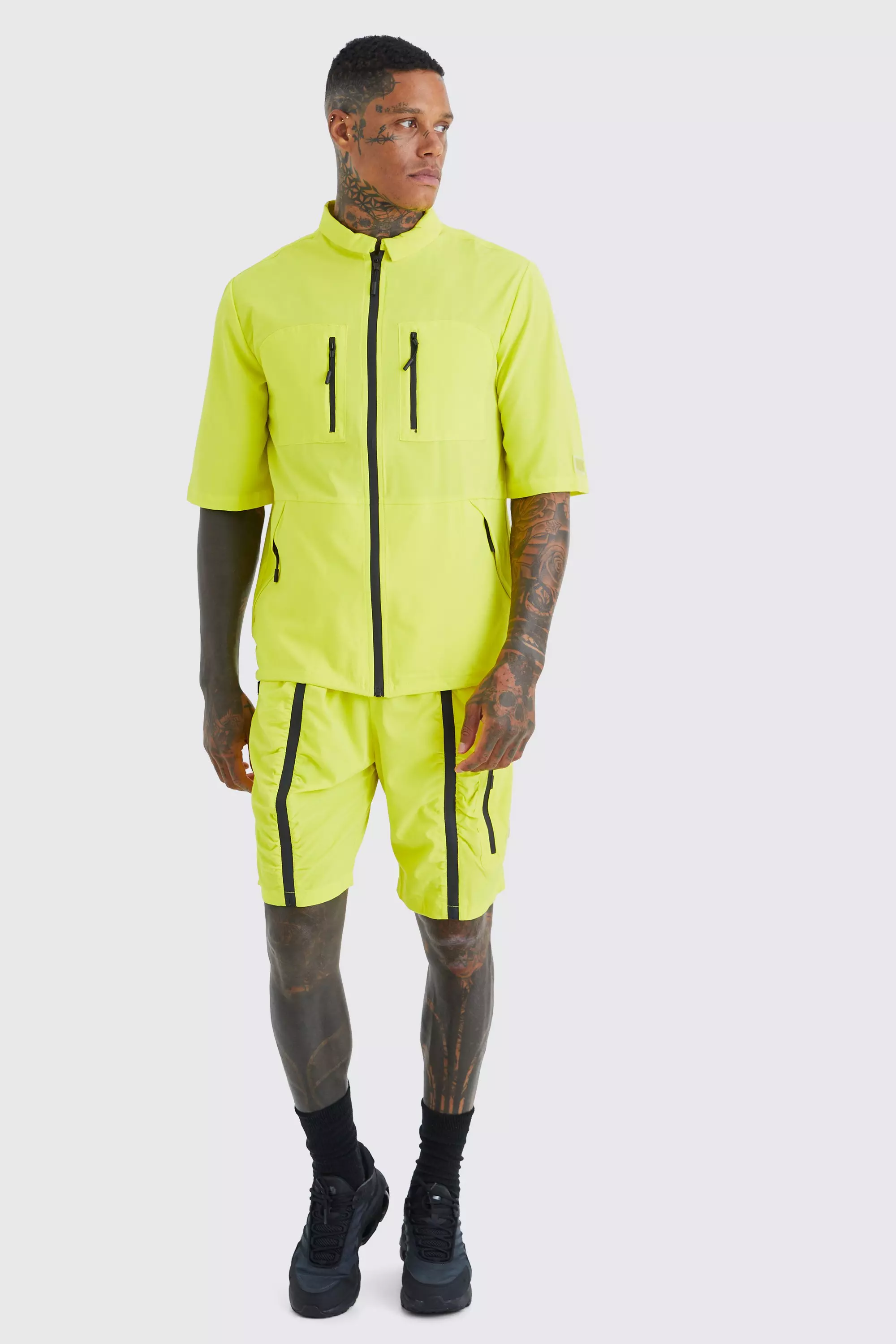 Yellow Short Sleeve Technical Utility Shirt & Short Set