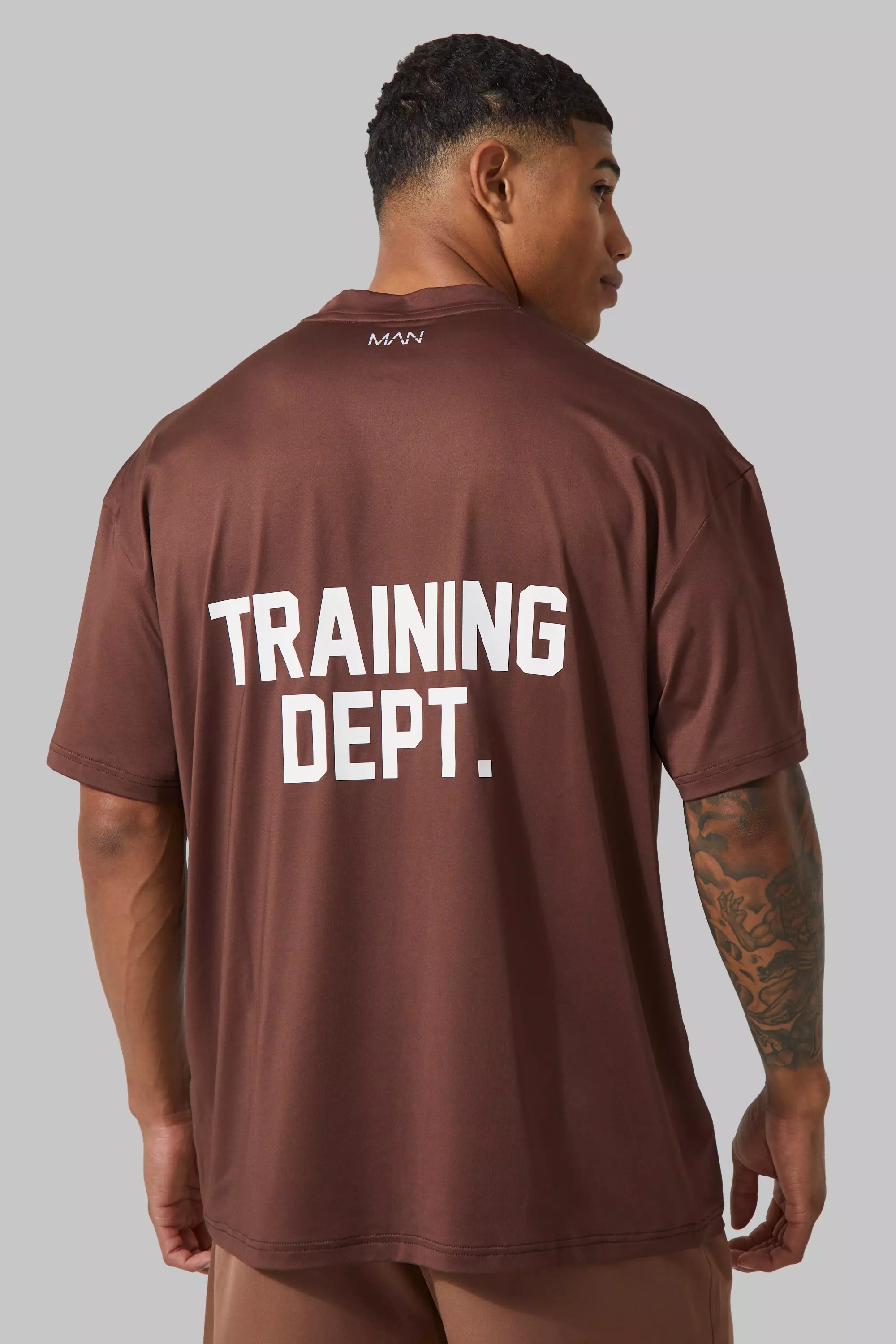 Man Active Training Dept Performance Oversized T Shirt Chocolate