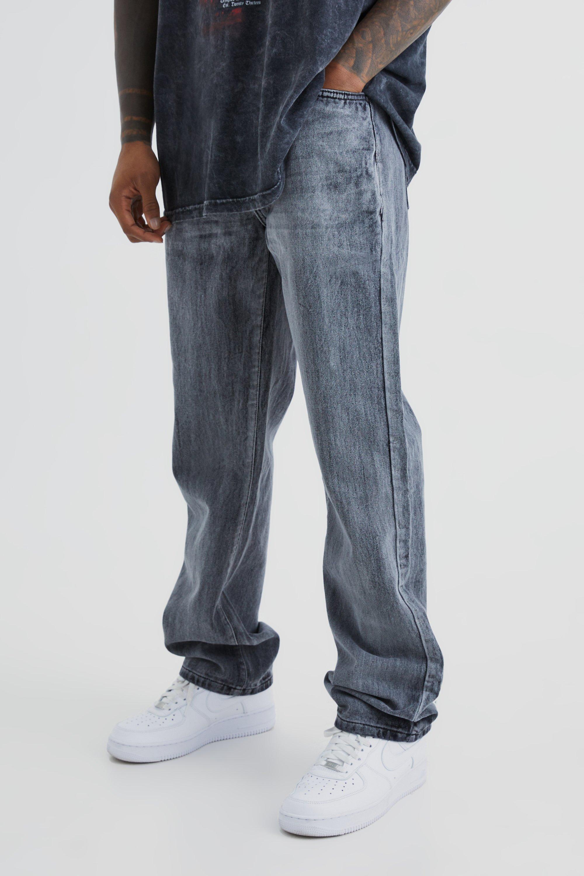 Men's Designer Jeans Stoned with Chain Ice Blue