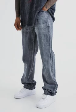 Relaxed Rigid Bleached Jeans Charcoal