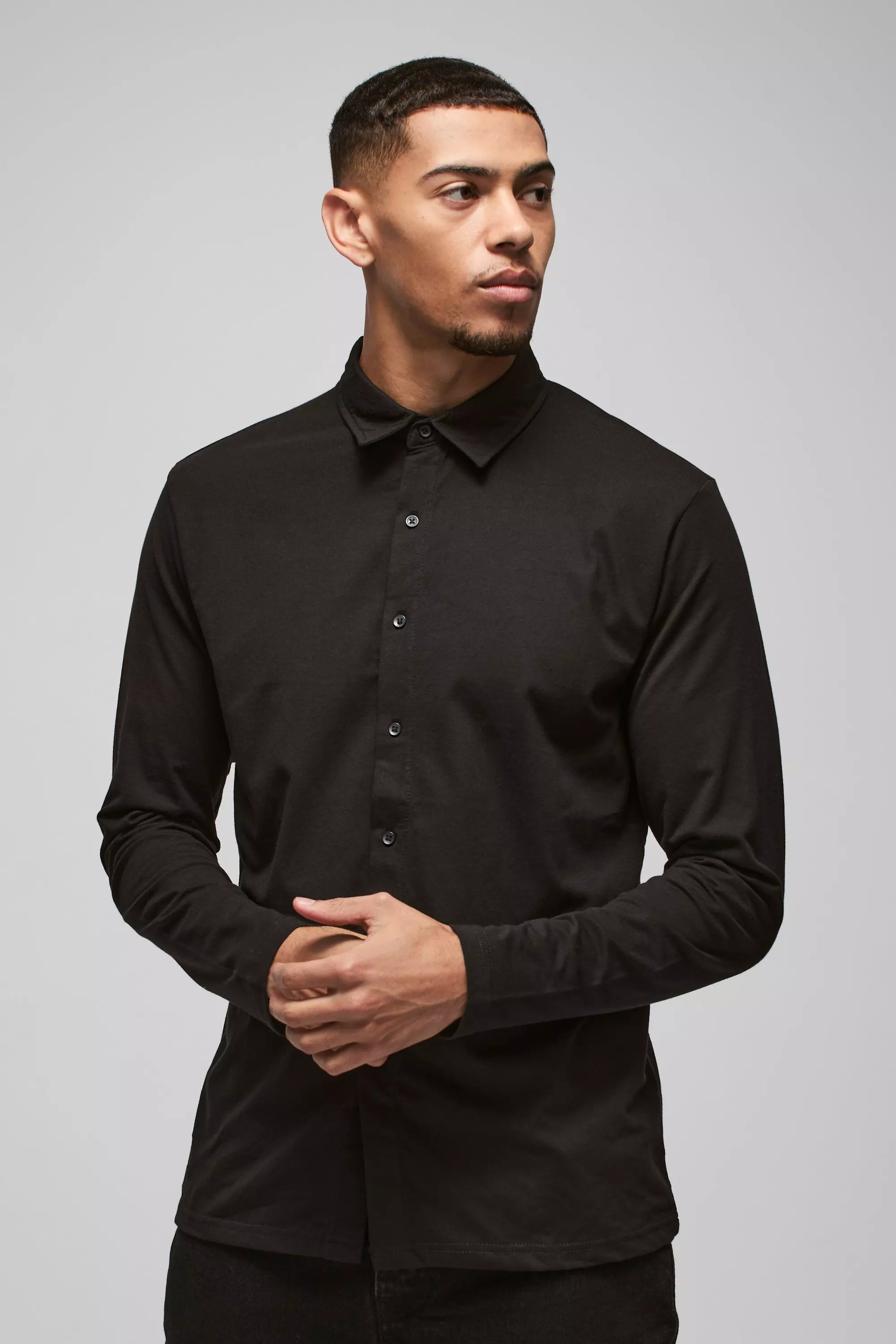 Langärmliges Jersey-Hemd, Black alternatives Bild