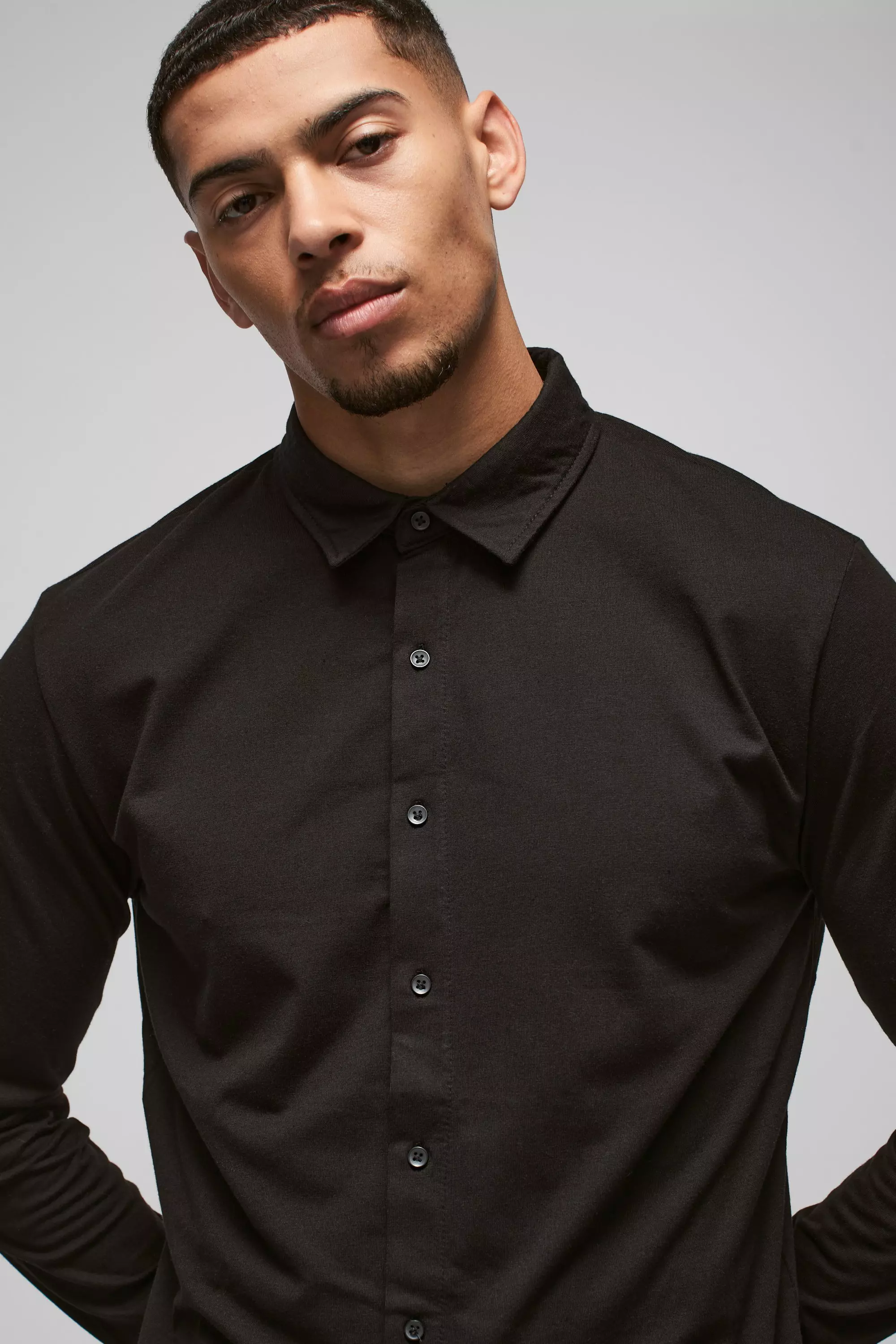 Langärmliges Jersey-Hemd, Black alternatives Bild