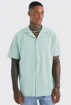 Short Sleeve Oversized Revere Jersey Shirt Sage