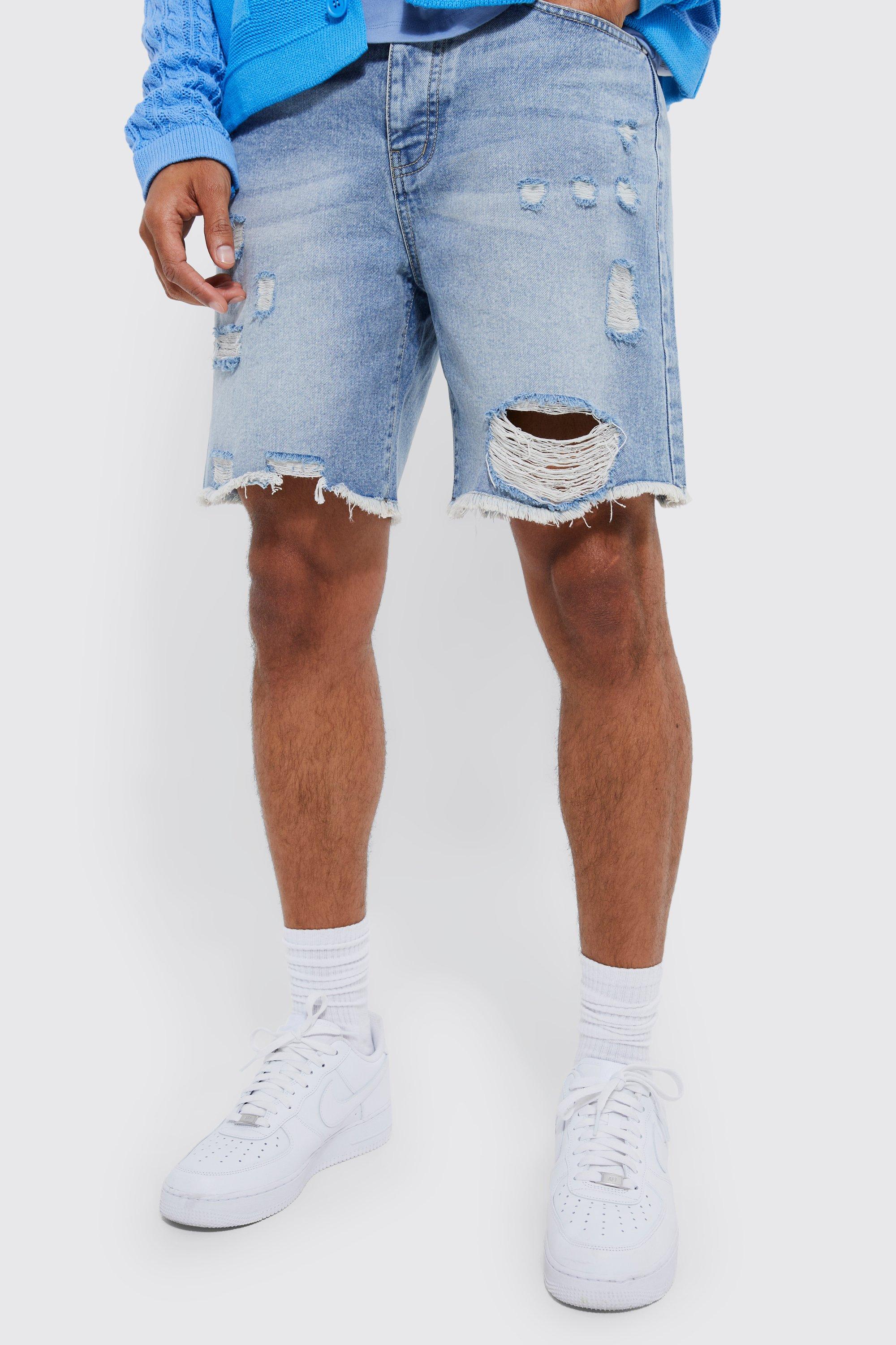 Skinny Stretch Rip And Repair Denim Shorts