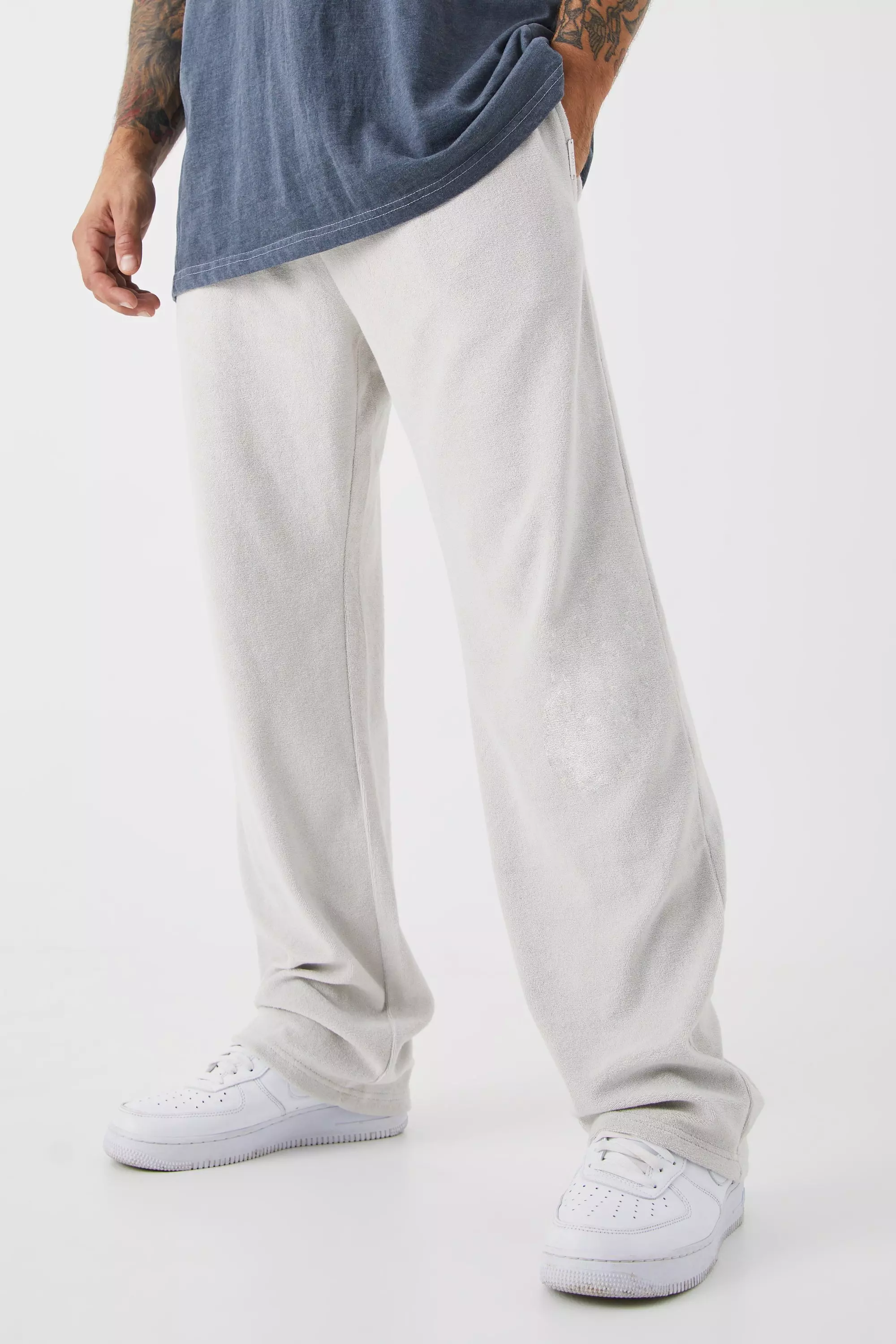 Relaxed Fit Premium Towelling Sweatpants Light grey