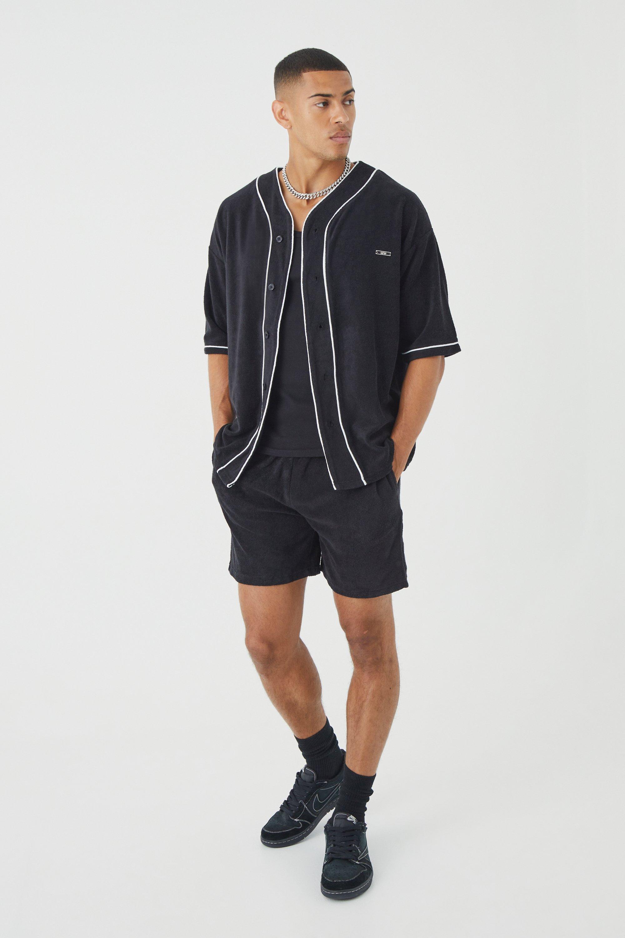 boohooMAN Oversized Official Baseball Polo and Short Set