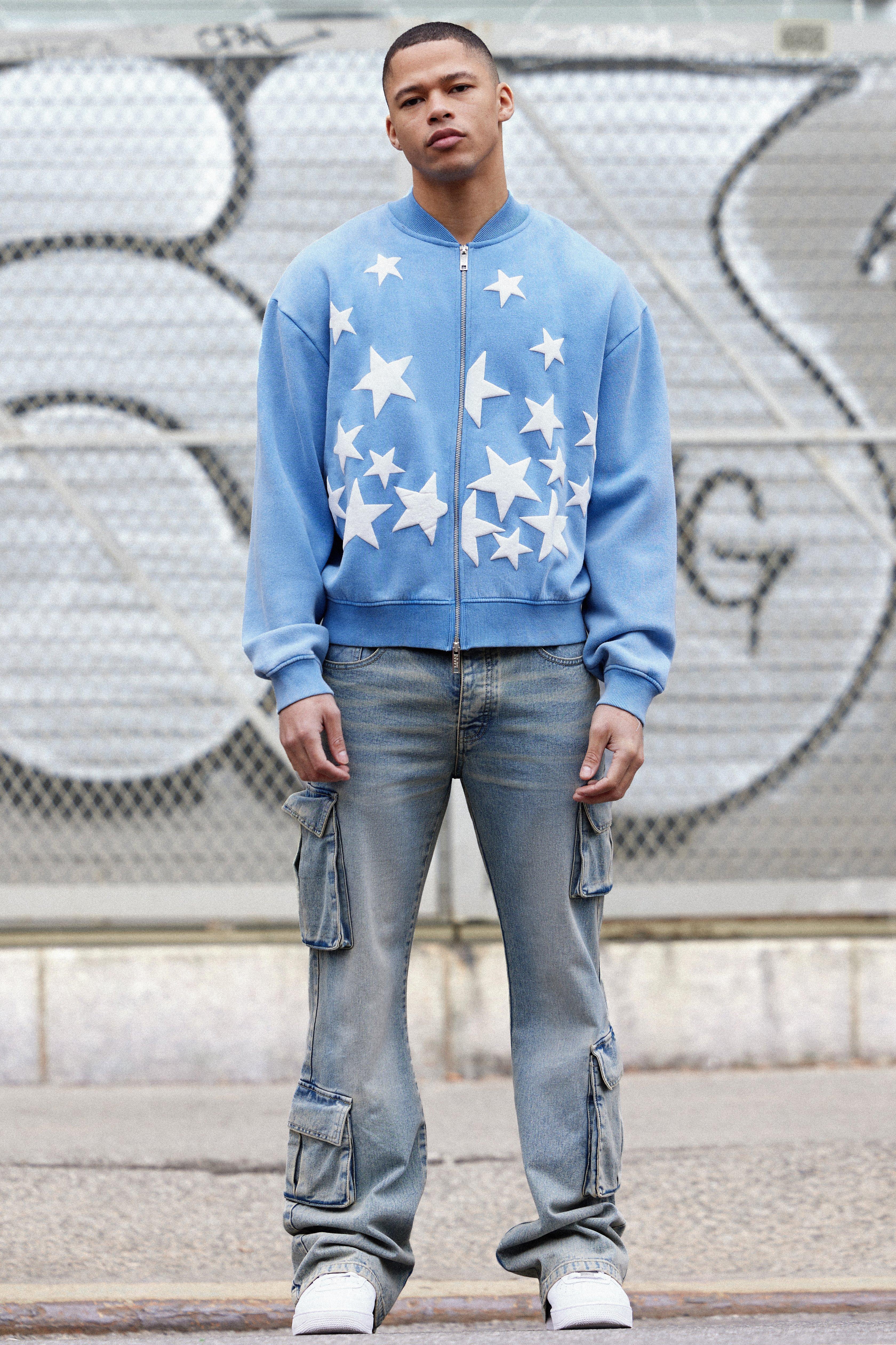 Baggy Fit Cargo Jeans in Blue