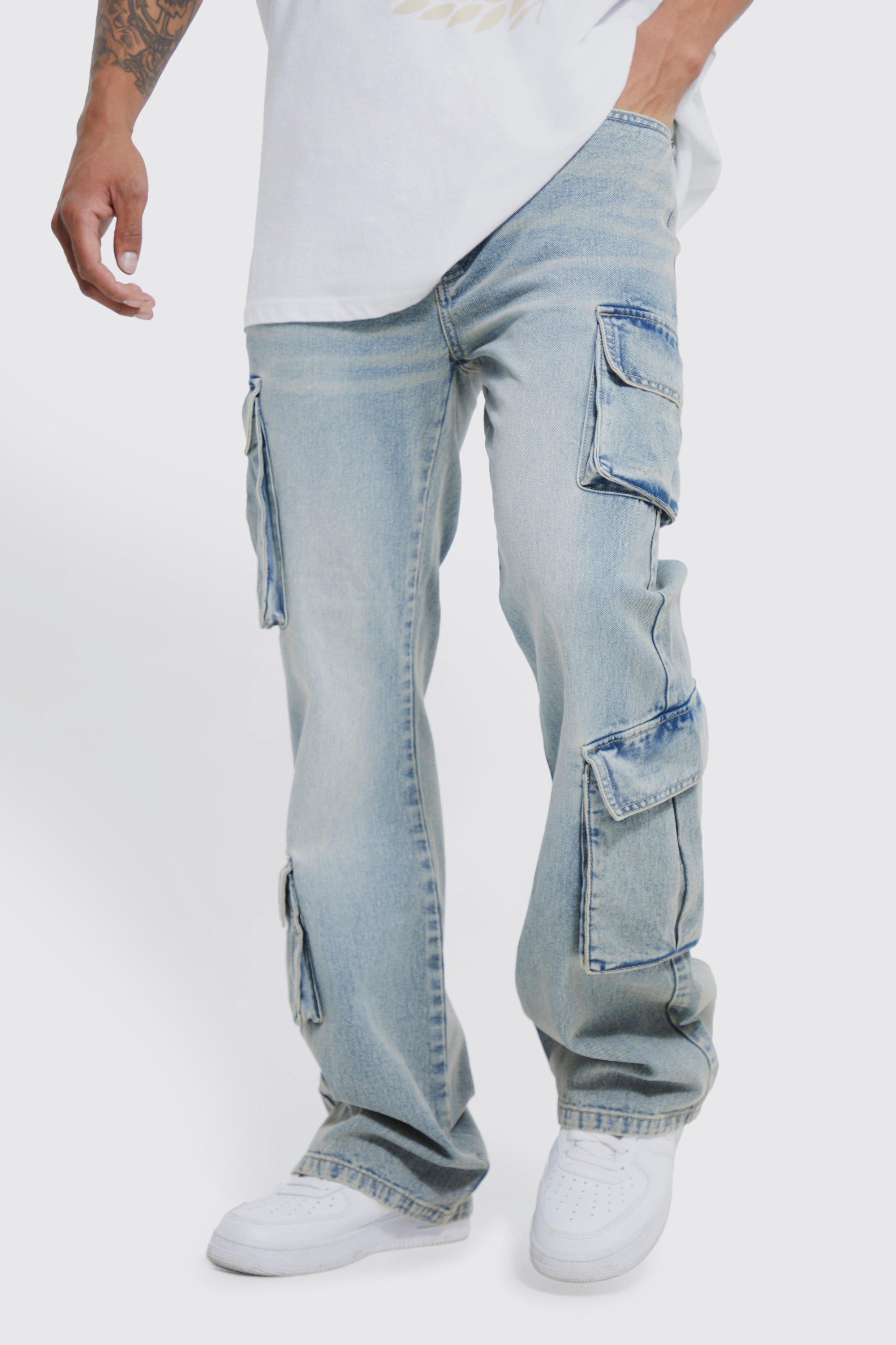 Baggy Fit Cargo trousers - Denim blue - Men