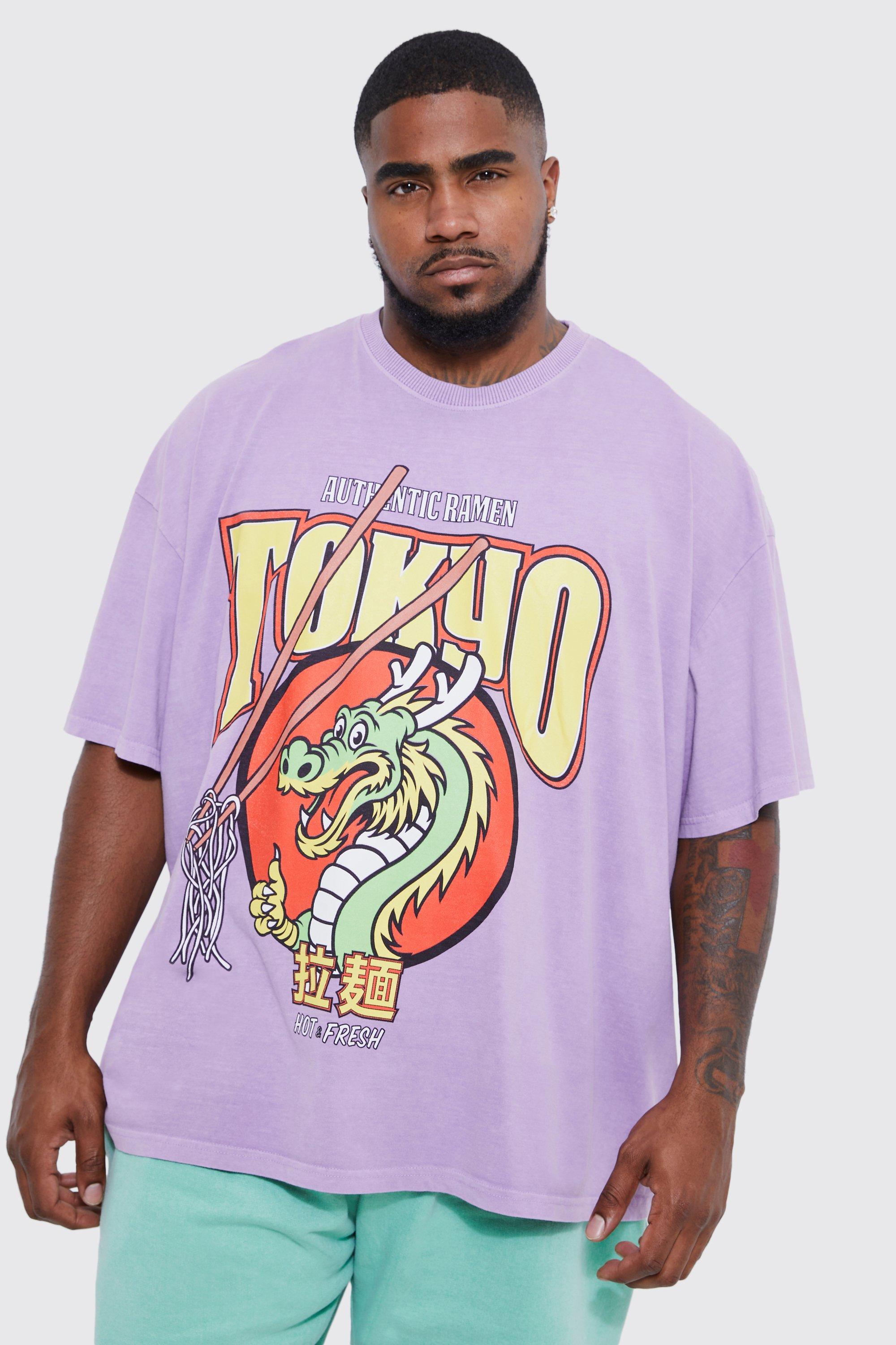 Plus Oversized Overdyed Dragon Noodles T shirt boohooMAN USA