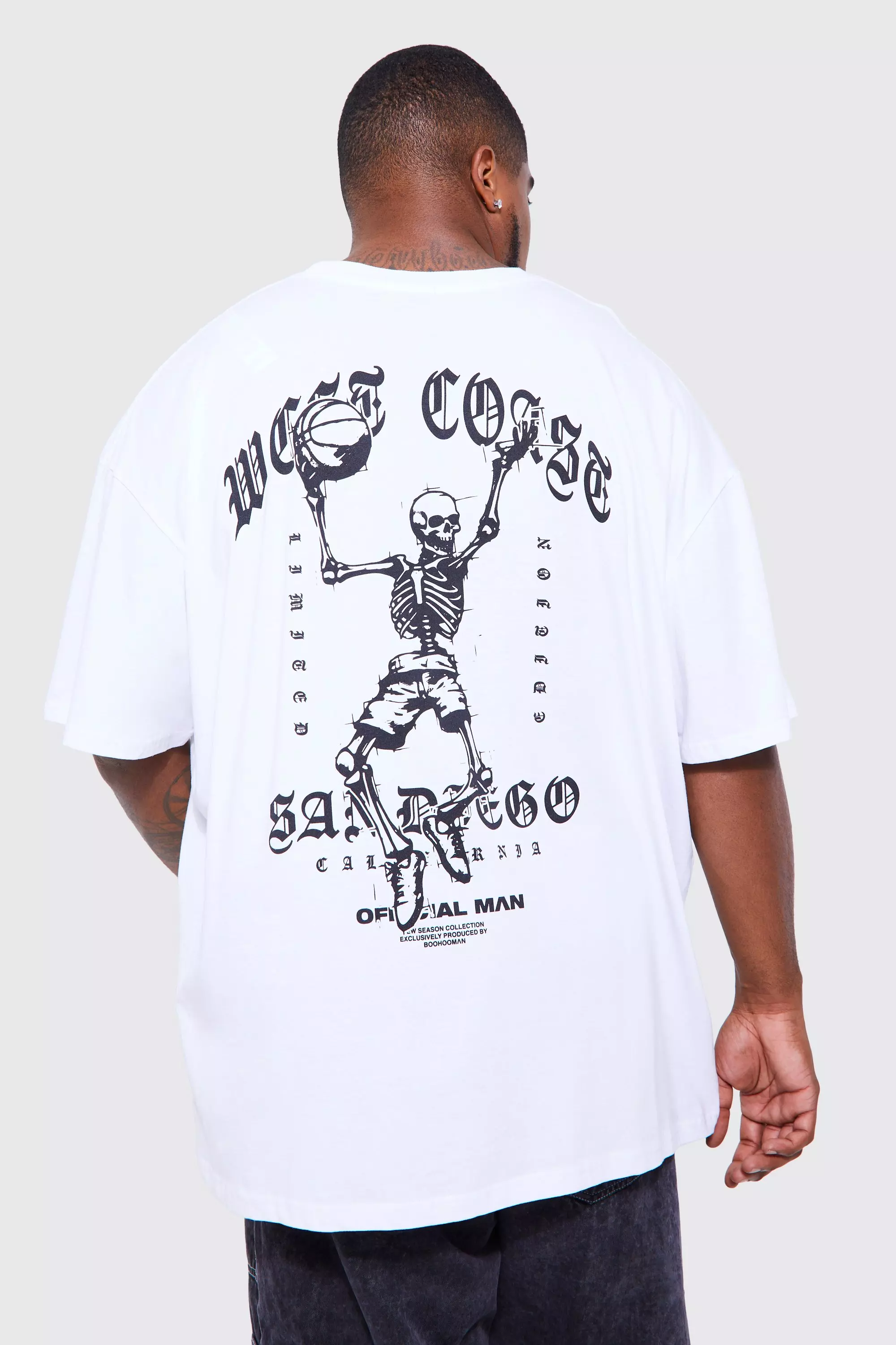 White Plus Oversized Coast Skeleton Baller T-shirt