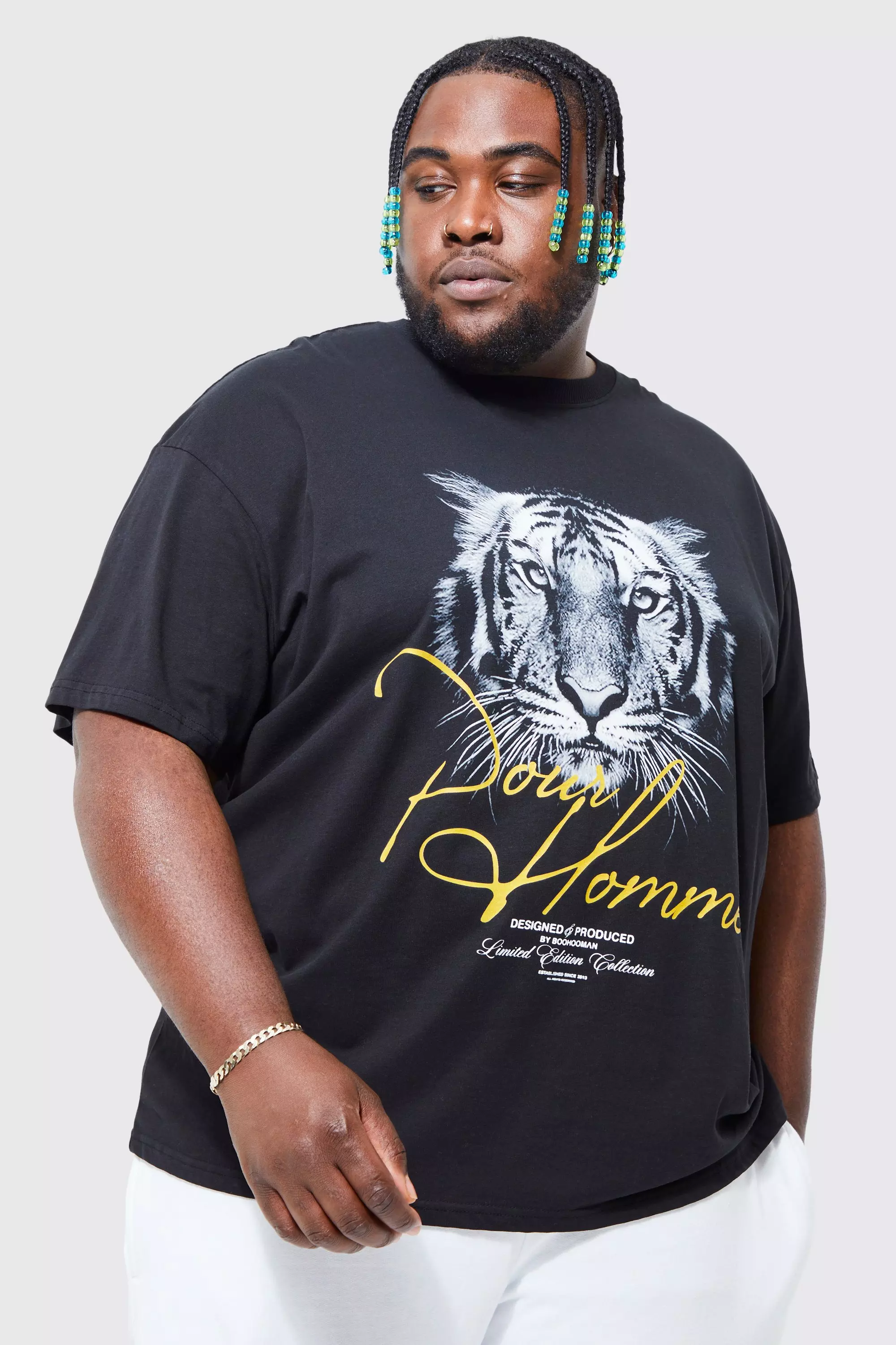  Mens Tiger Print T-Shirt Casual Long Sleeve Graphic