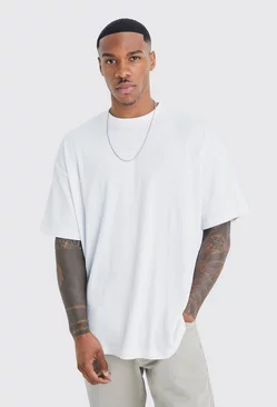 White Oversized Ribbed T-shirt
