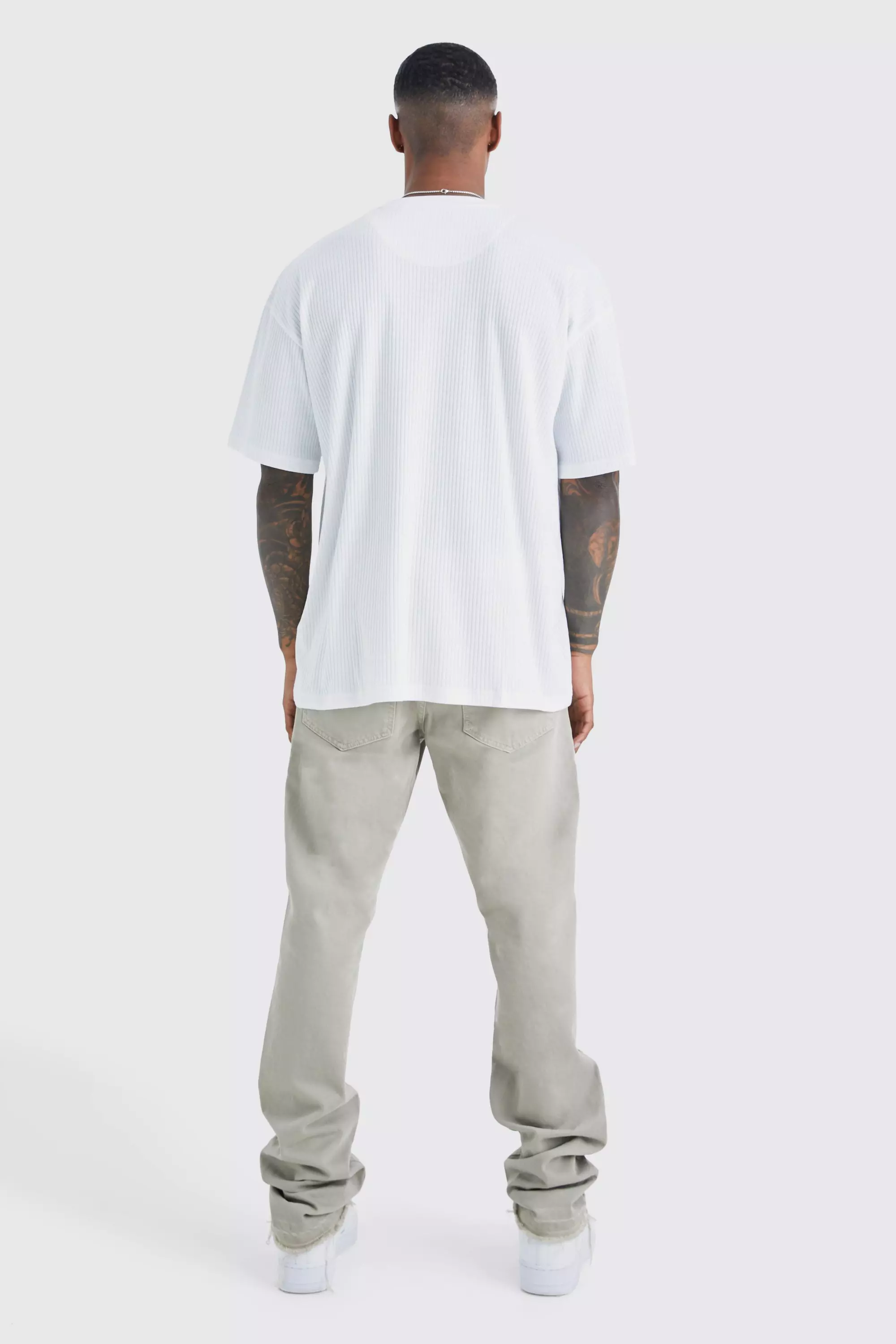 T-Shirt Oversize A Coste, White immagine alternativa
