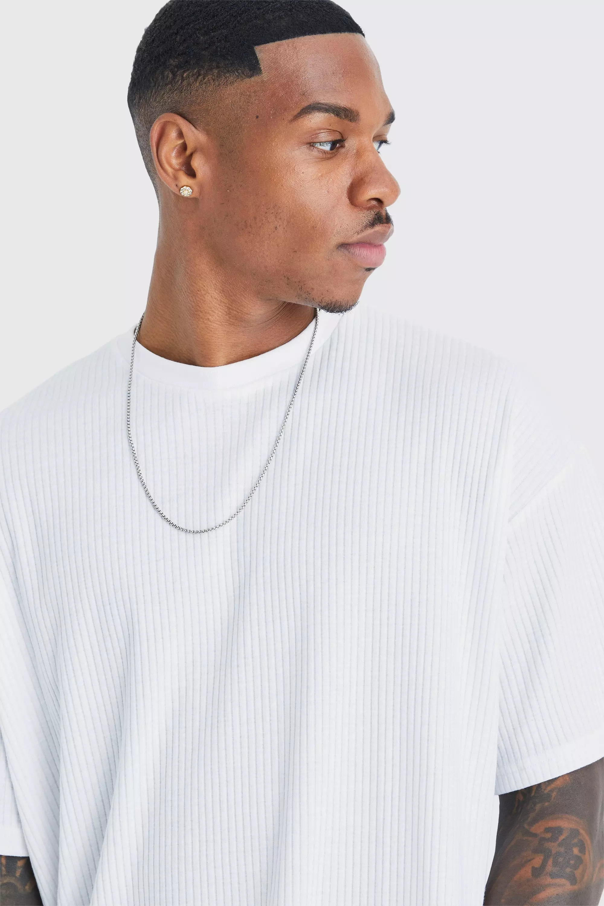 T-Shirt Oversize A Coste, White immagine alternativa
