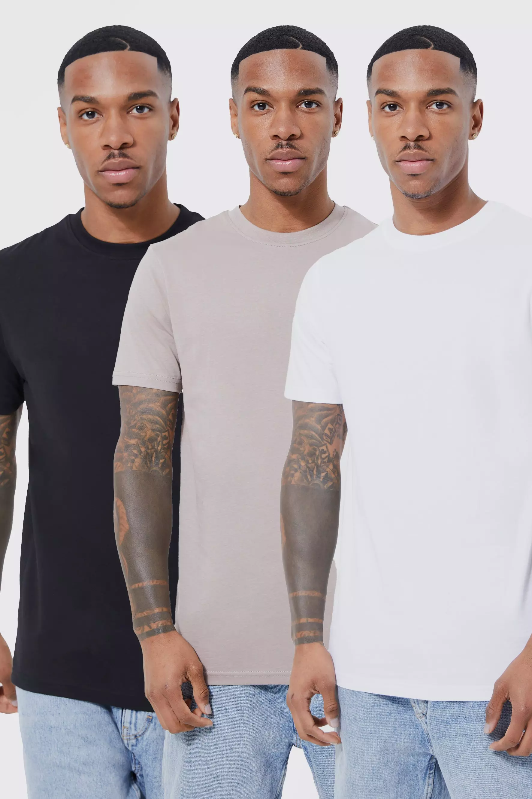 3 Pack Slim Fit T-shirt Multi