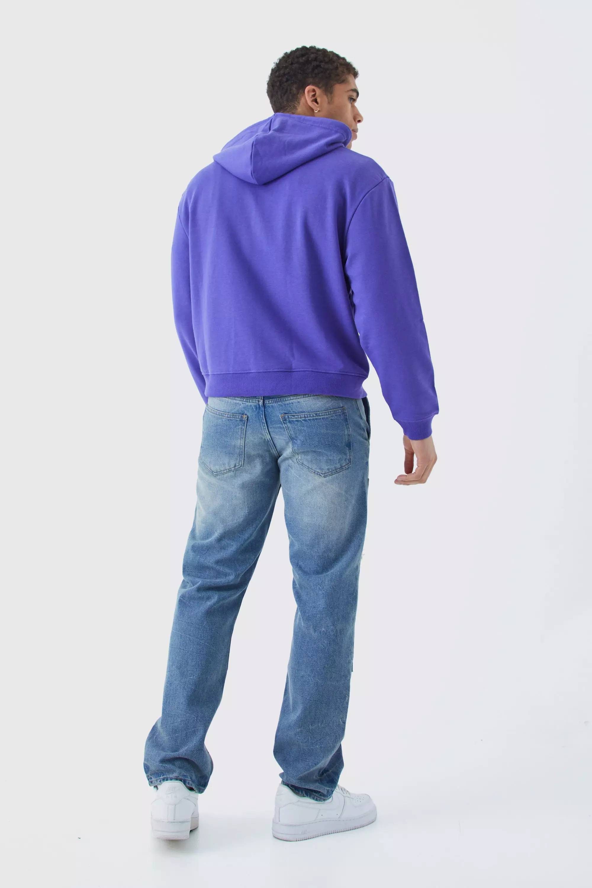 Washed purple Boxy Heavyweight Zip Homme Washed Hoodie alternative image